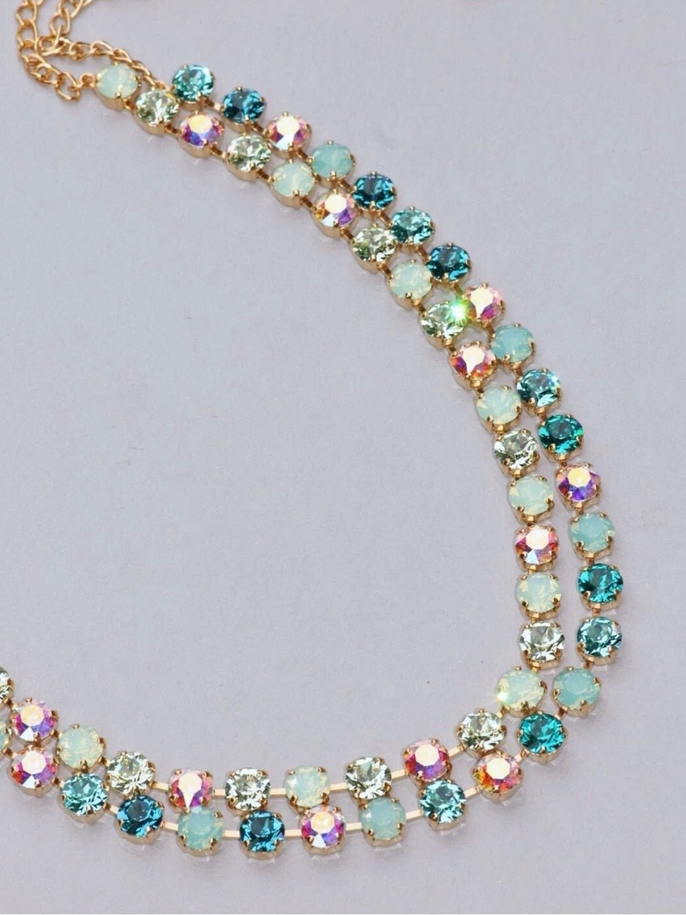 Swarovski Gold-Tone Aurora Borealis & Opal Crystal Necklace - Mint Opal - Picture 3 of 3
